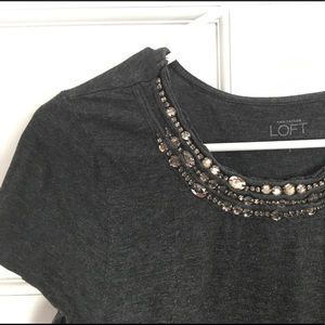 Fancy Tee with jeweled neckline